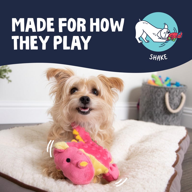 goDog Bubble Plush Dragons Squeaky Dog Toy, Chew Guard Technology - Coral, Small - Image 5